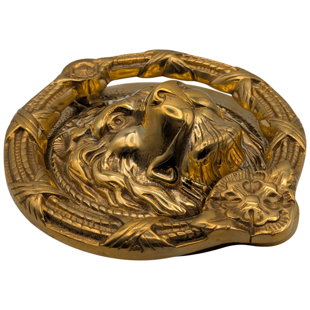 Ribbon & Reed 8 3/4 Inch Brass Lion Door Knocker (Polished Brass Finish)