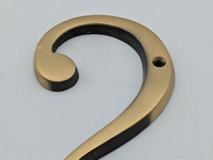 6 Inch Tall House Number 2 (Antique Brass Finish)