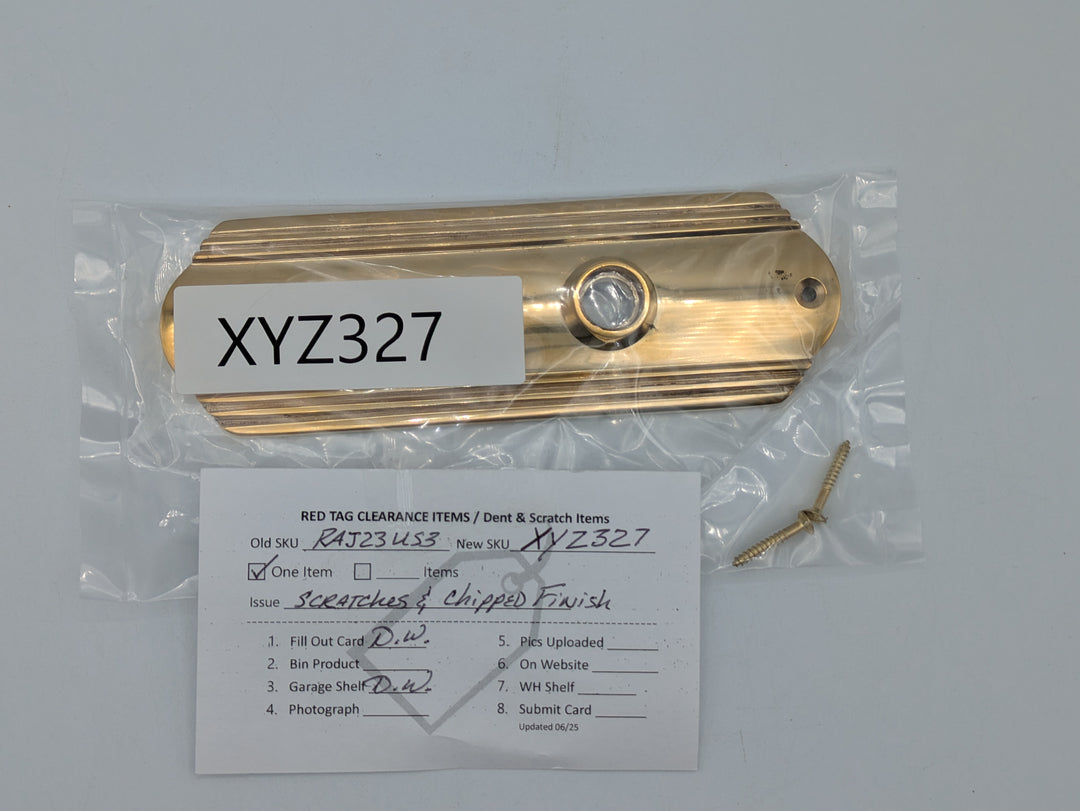 Art Deco Long Solid Brass Door Backplate (Polished Brass Finish)