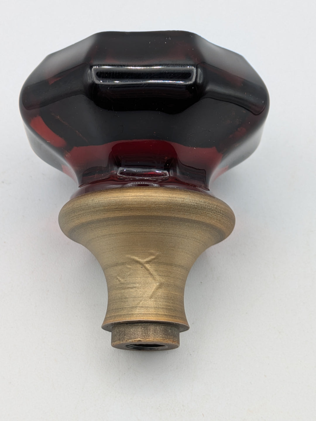 Amber Octagon Crystal Spare Door Knob (Antique Brass Finish)