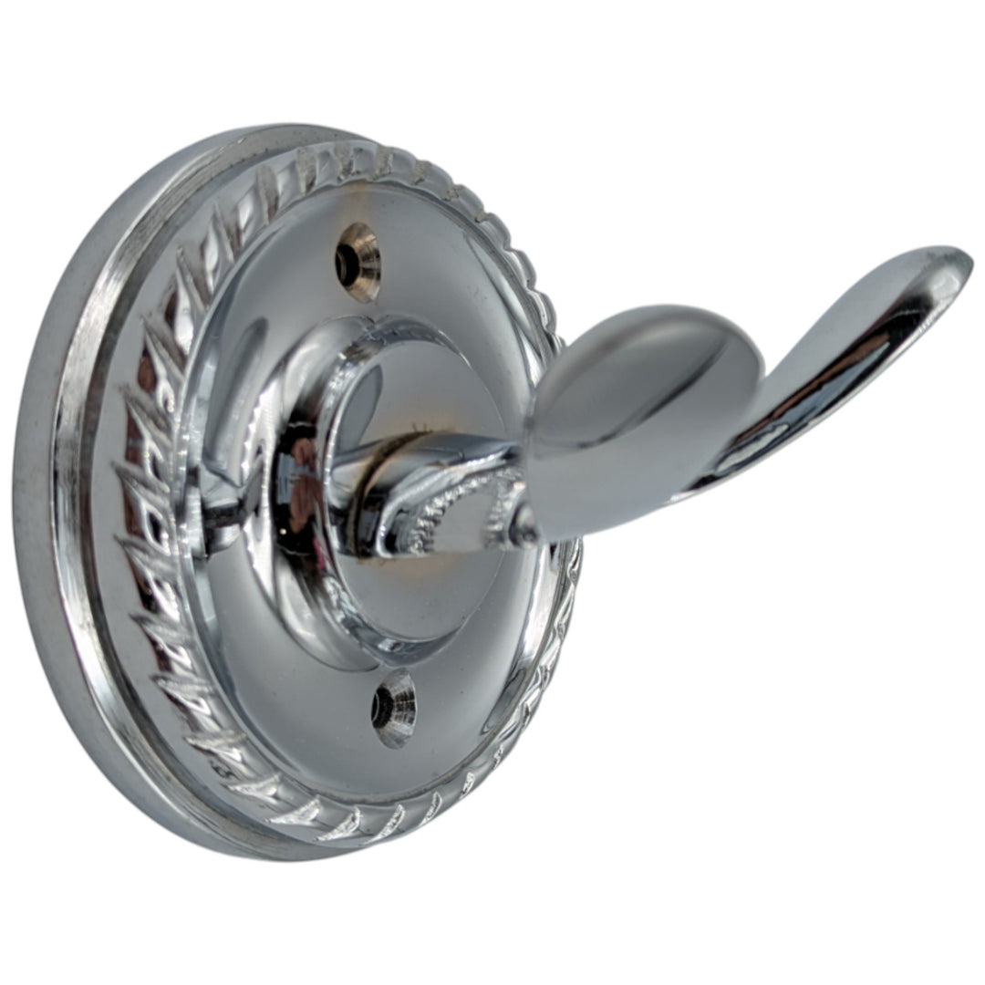 Open Box Sale Item Georgian Roped Round Robe Hook (Polished Chrome)