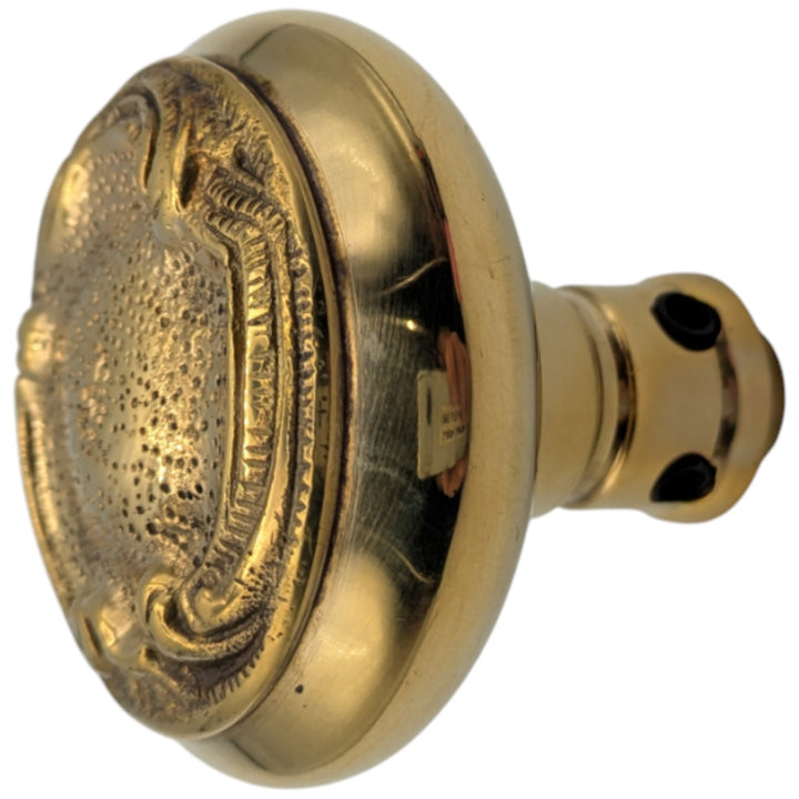 ##Antique Hardware## Solid Brass Lafayette Swirl Spare Door Knob Set (Polished Brass Finish)