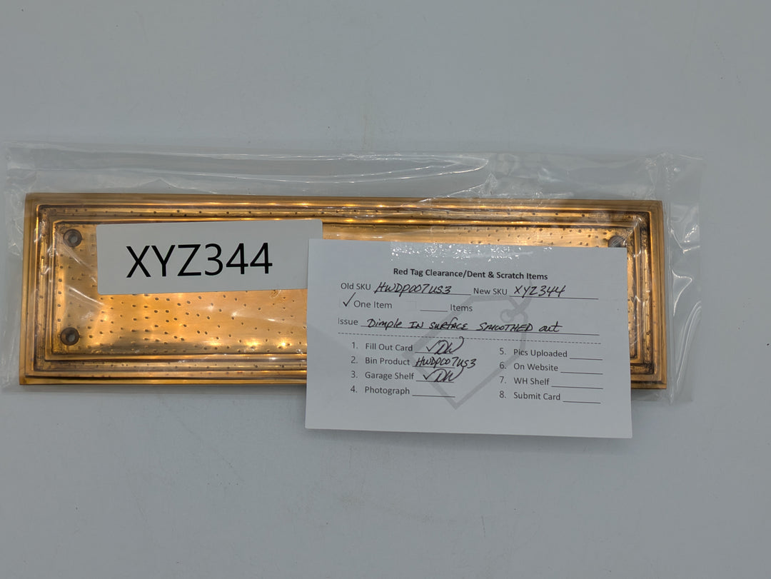 10 Inch Solid Brass Classic Style Push Plate (Polished Brass Finish)