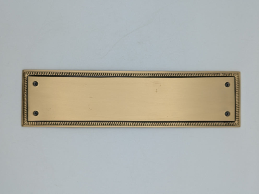 11 1/2 Inch Georgian Roped Style Door Push Plate (Antique Brass Finish)