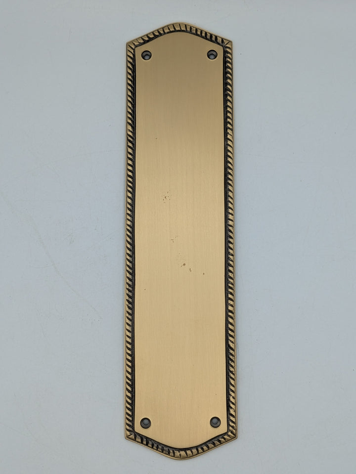 12 Inch Georgian Oval Roped Style Door Push Plate (Antique Brass Finish)