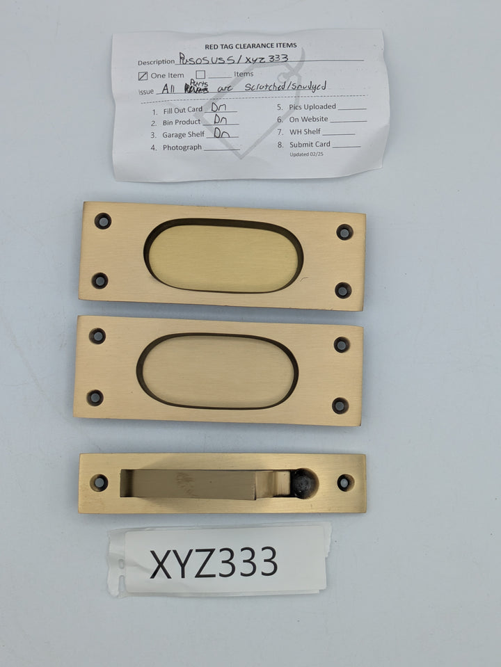 Open Box Traditional Rectangular Pocket Door Set (Antique Brass Finish)