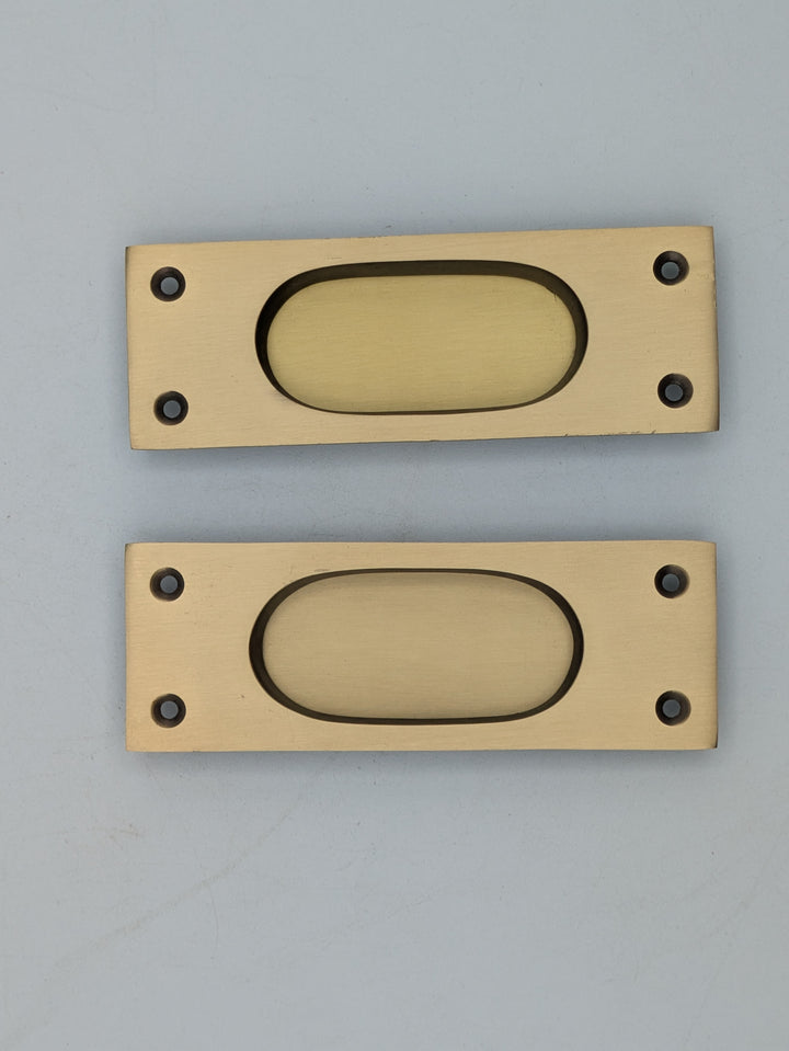 Open Box Traditional Rectangular Pocket Door Set (Antique Brass Finish)