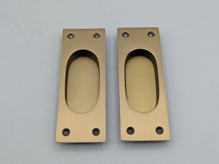 Open Box Traditional Rectangular Pocket Door Set (Antique Brass Finish)