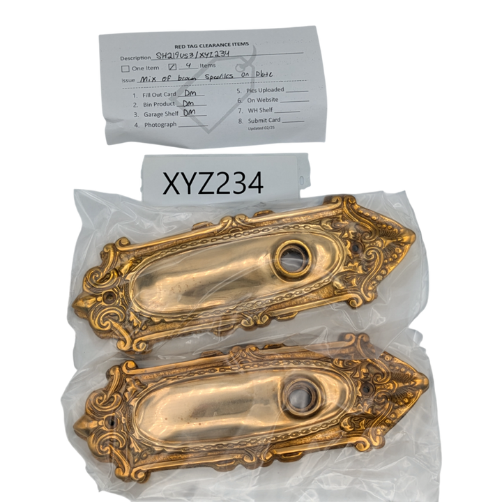 Ornate Victorian Long Solid Brass Backplate (Polished Brass Finish)