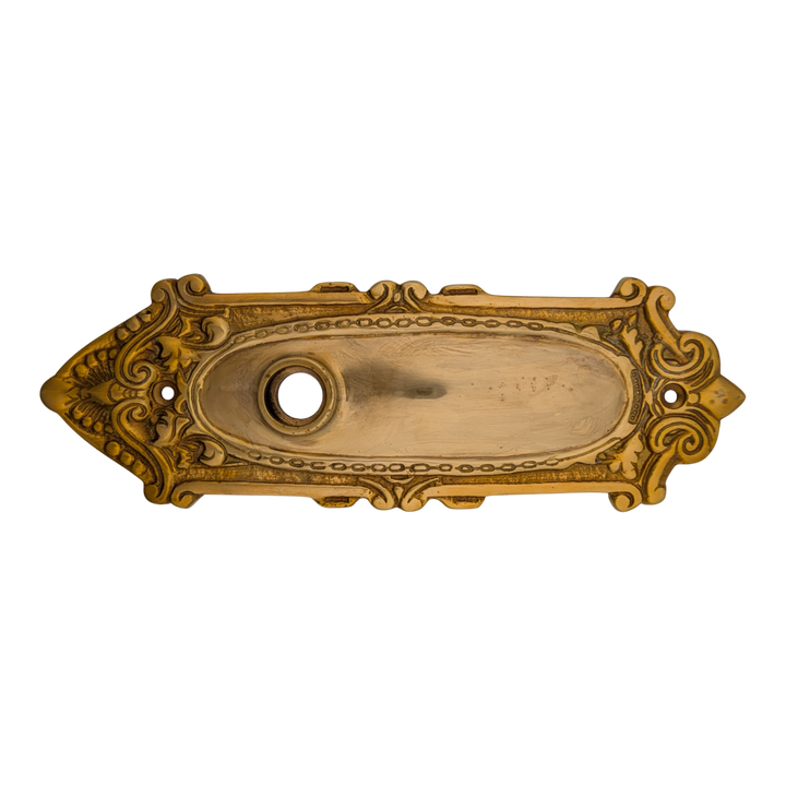 Ornate Victorian Long Solid Brass Backplate (Polished Brass Finish)