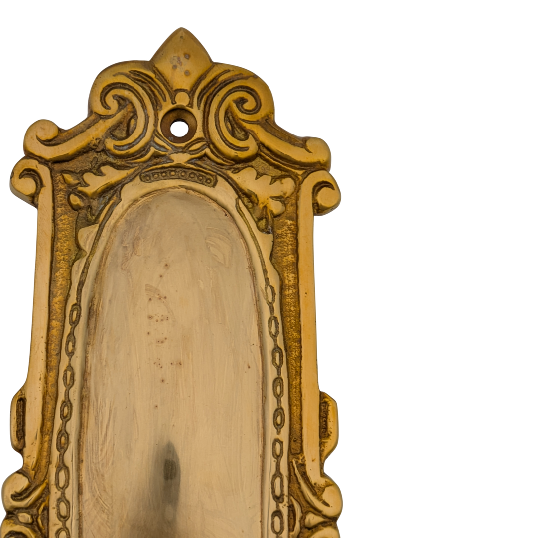 Ornate Victorian Long Solid Brass Backplate (Polished Brass Finish)