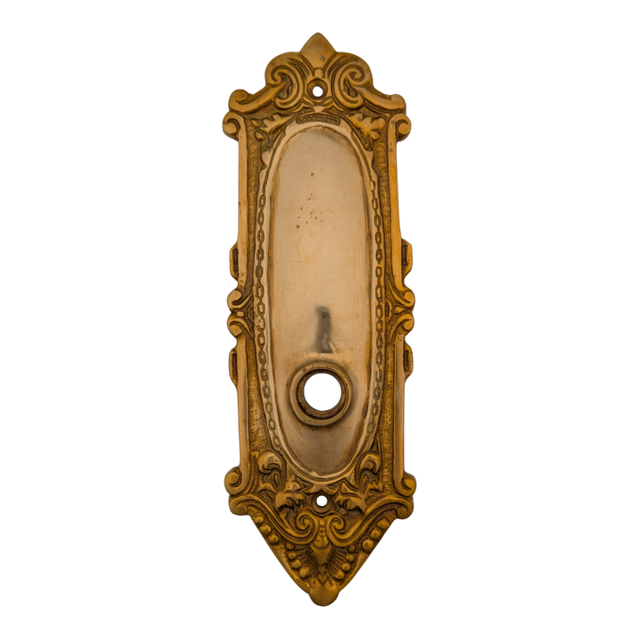 Ornate Victorian Long Solid Brass Backplate (Polished Brass Finish)