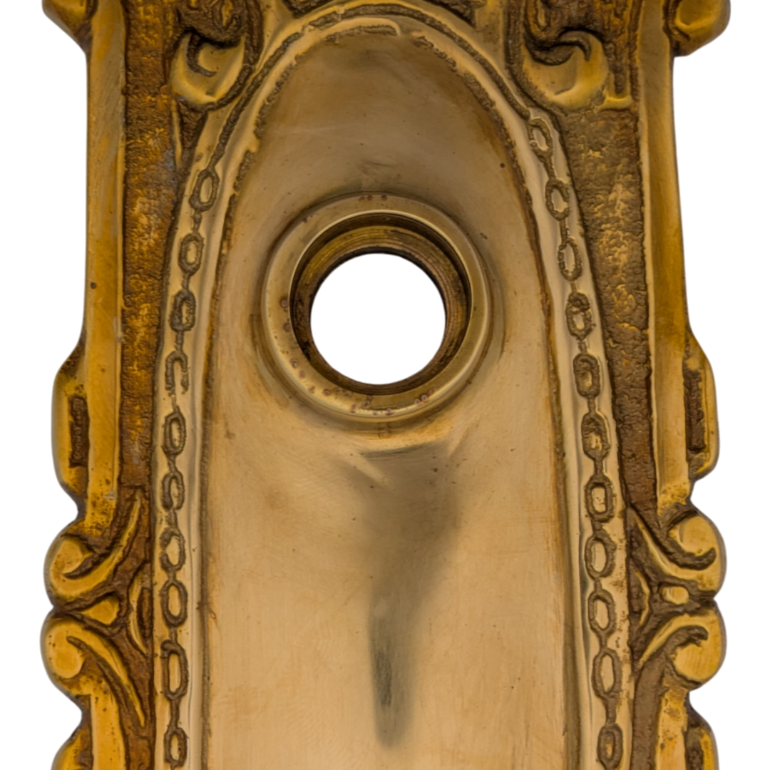 Ornate Victorian Long Solid Brass Backplate (Polished Brass Finish)