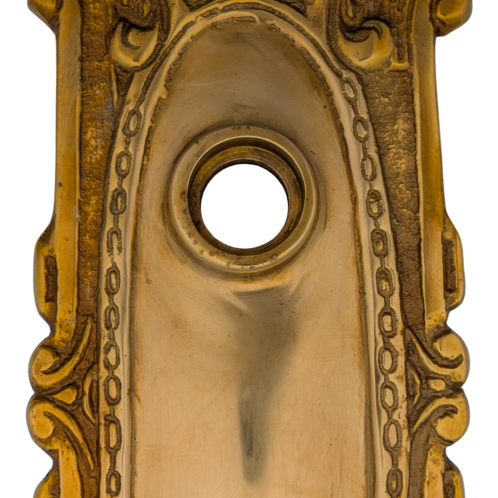 Ornate Victorian Long Solid Brass Backplate (Polished Brass Finish)