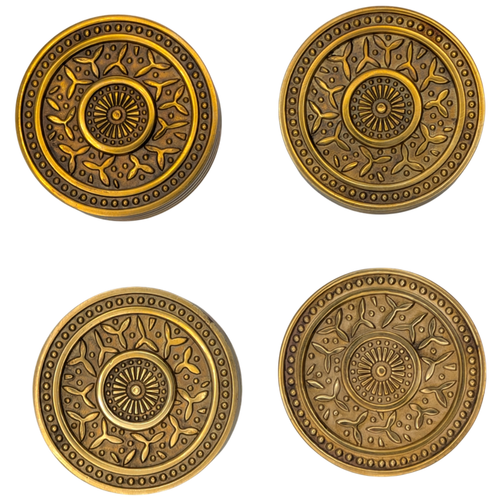 Rice Pattern Solid Brass Spare Door Knob (Polished Brass Finish)