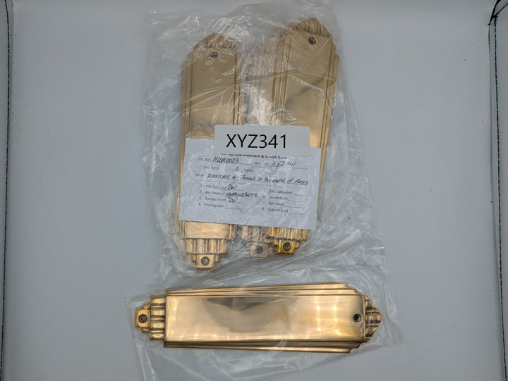 9 Inch Tall Art Deco Style Brass Push Plate (Polished Brass Finish)