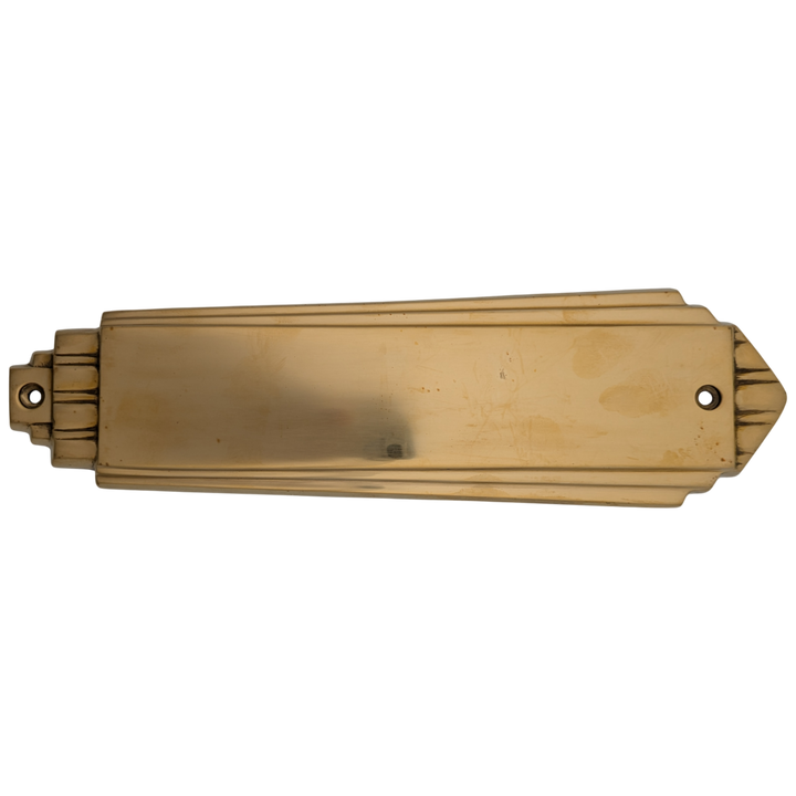 9 Inch Tall Art Deco Style Brass Push Plate (Polished Brass Finish)