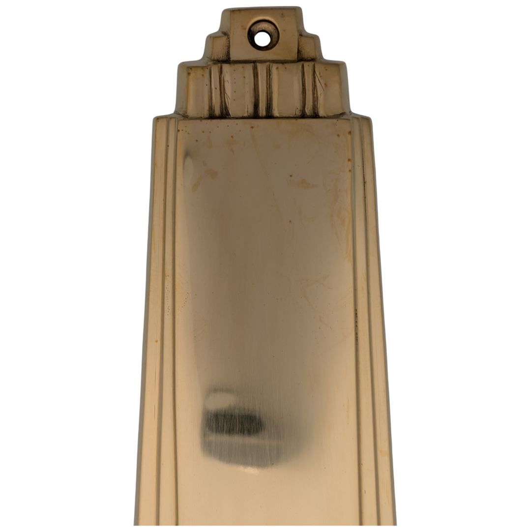 9 Inch Tall Art Deco Style Brass Push Plate (Polished Brass Finish)