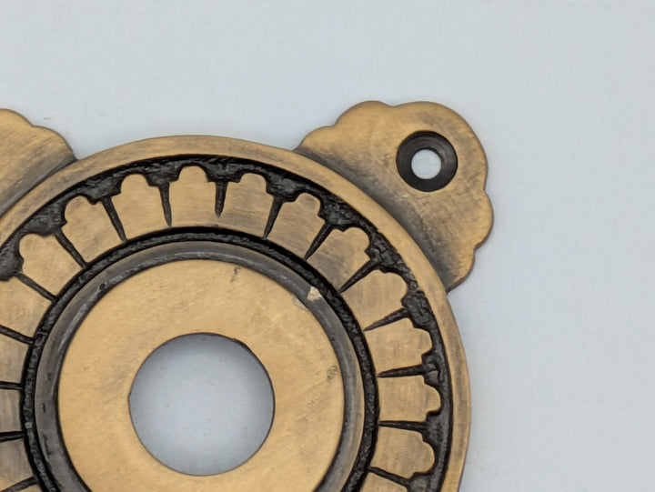 Art Deco Solid Brass Doorknob Rosette (Antique Brass Finish)