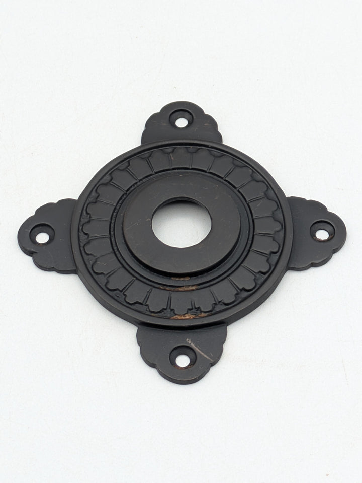 Art Deco Solid Brass Passage Doorknob Rosette (Black Bronze Finish)