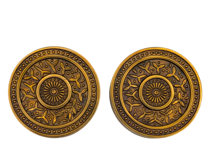Rice Pattern Solid Brass Spare Door Knob Set (Polished Brass Finish)