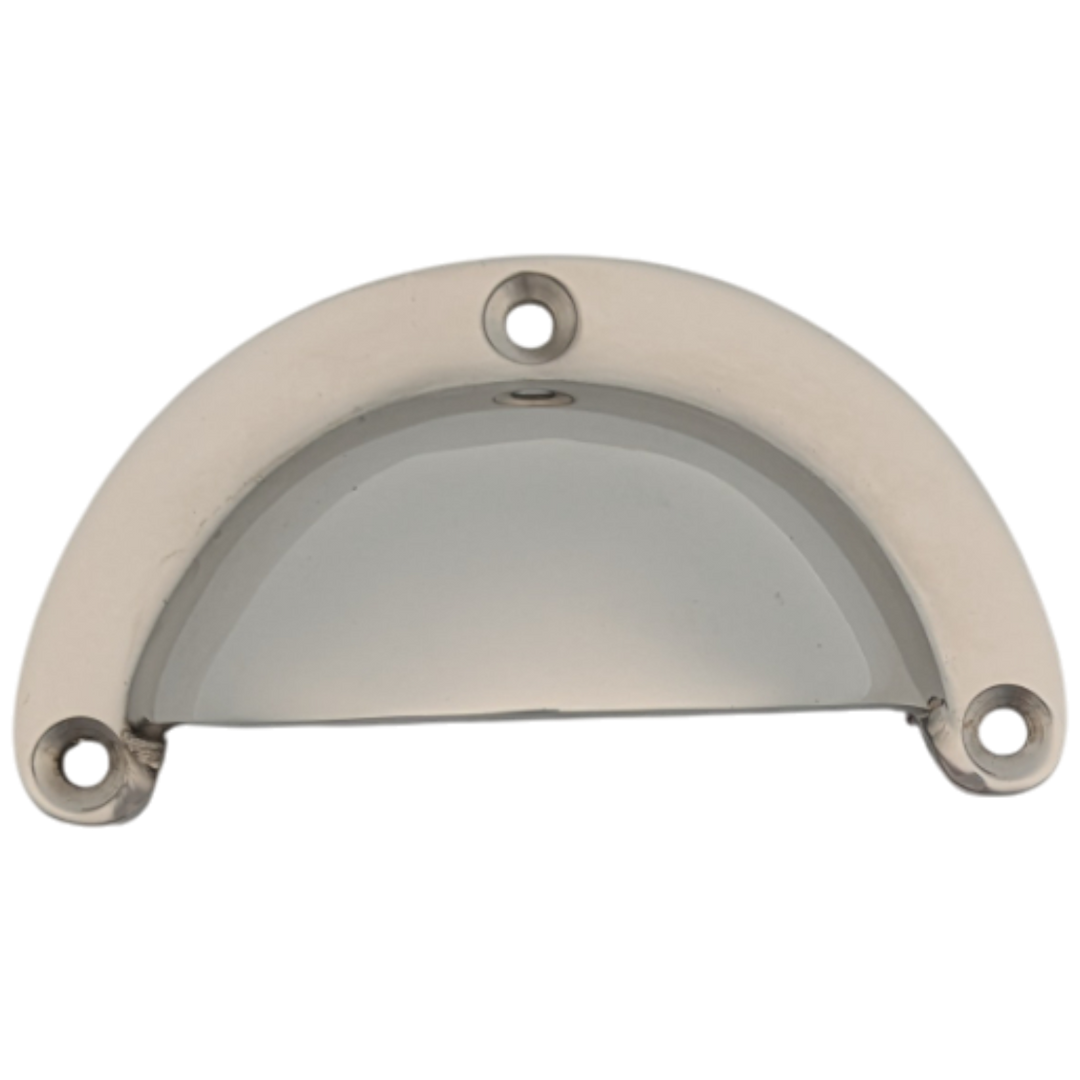 3 1/2 Inch (3 Inch c-c) Solid Brass Traditional Cup Pull