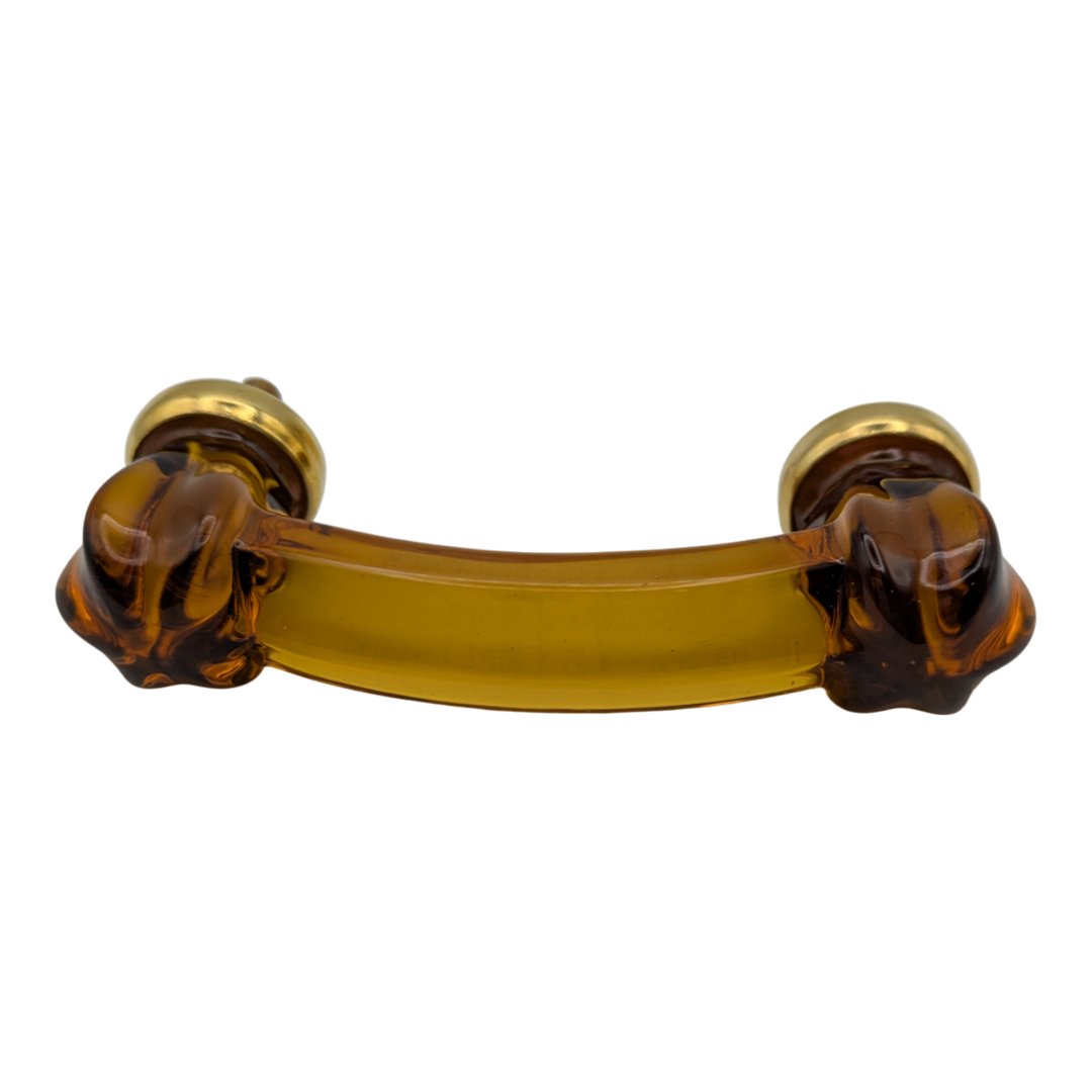 4 Inch Overall (3 Inch c-c) Amber Glass Bridge Handle