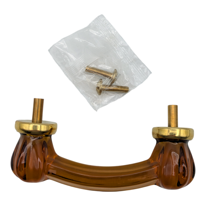 4 Inch Overall (3 Inch c-c) Amber Glass Bridge Handle