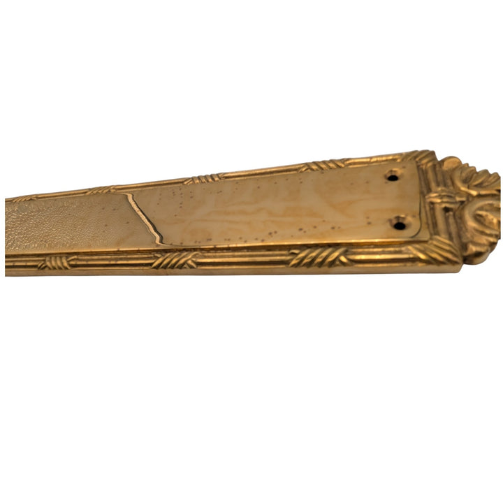 13 3/4 Inch Solid Brass Ribbon & Reed Push Plate (Polished Brass Finish)