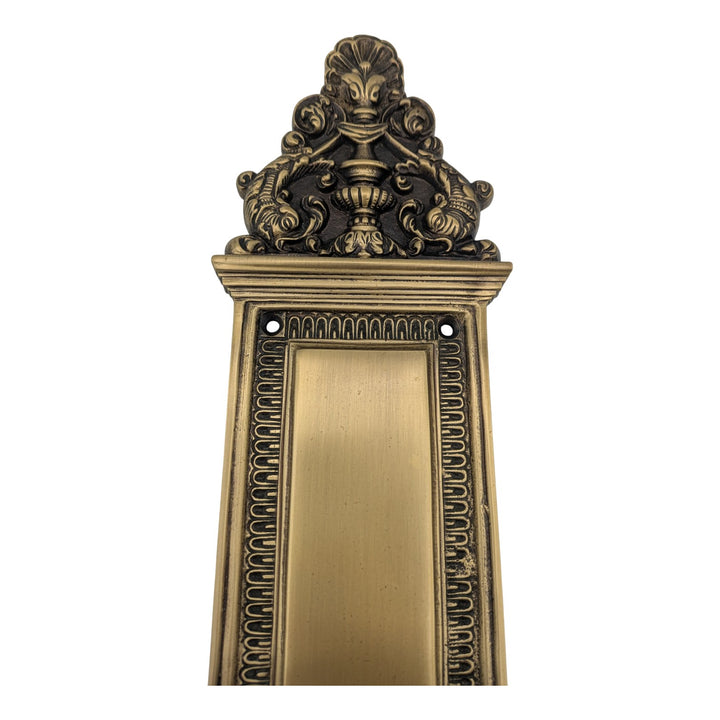 Solid Brass Ornate Victorian Push Plate (Antique Brass Finish)