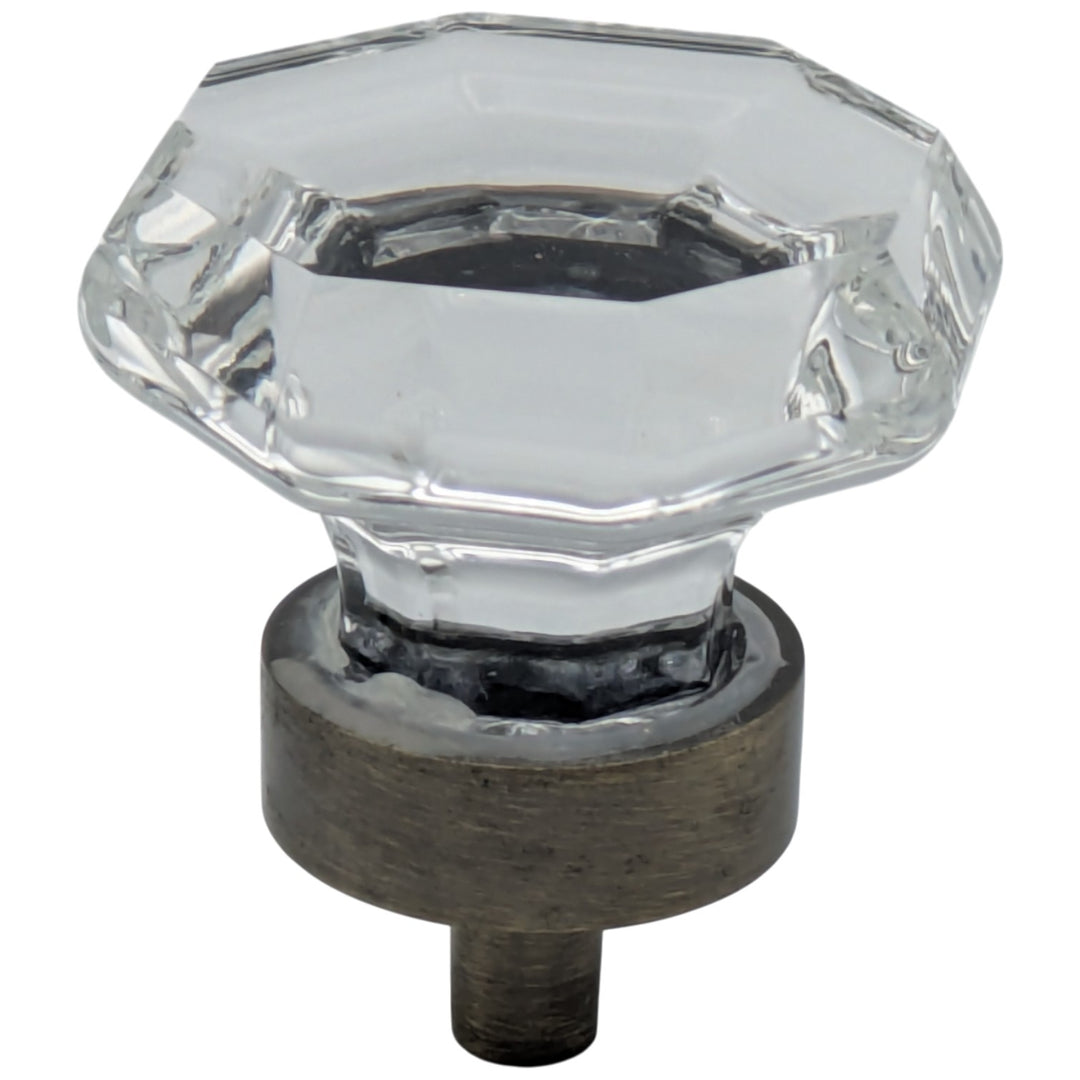 1 3/8 Inch Crystal Clear Octagon Old Town Cabinet and Furniture Knob