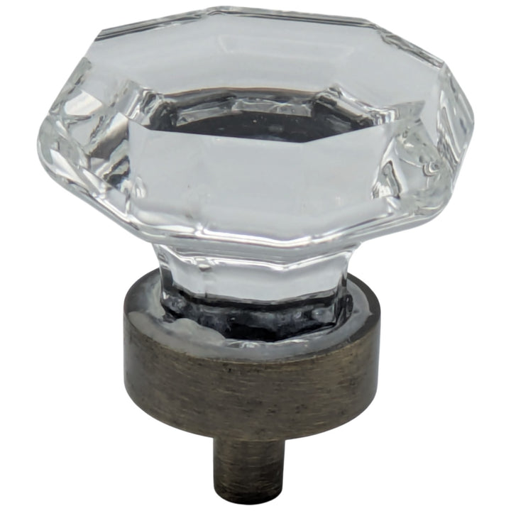 1 3/8 Inch Crystal Clear Octagon Old Town Cabinet and Furniture Knob