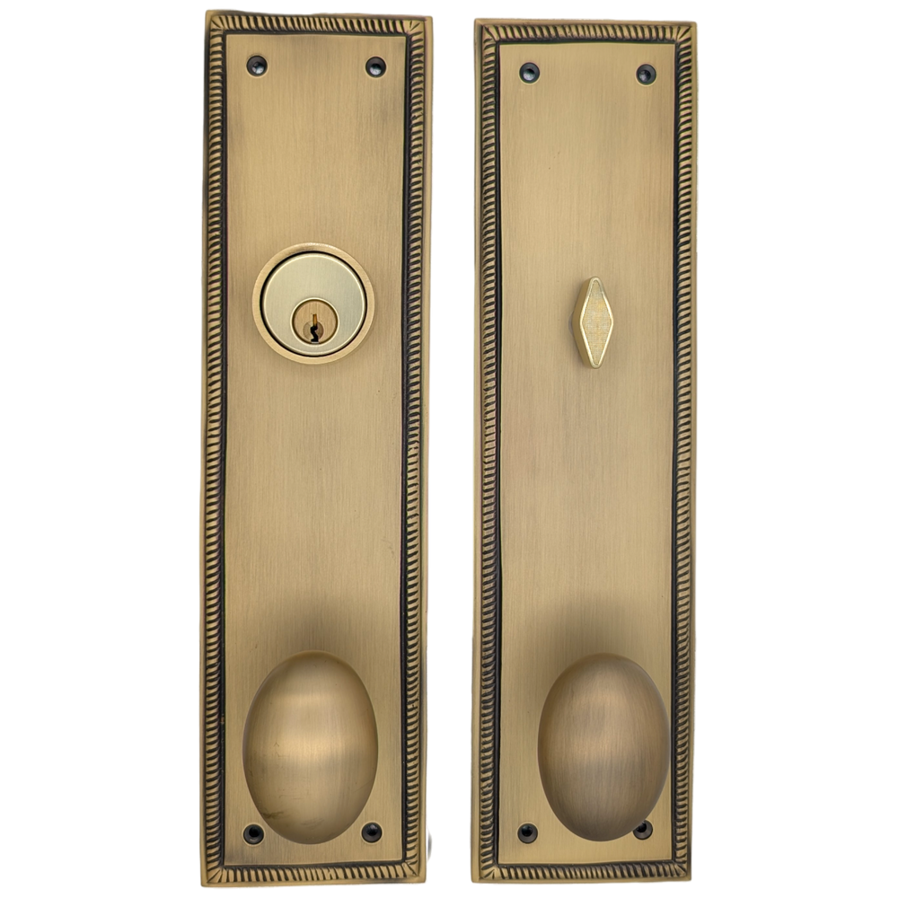 ##Antique Hardware## Georgian Roped Rectangular Style Single Door Entryway Set (Several Knob & Finish Options Available)