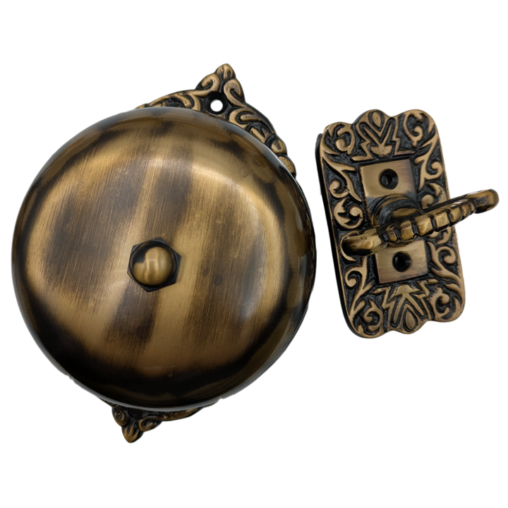 Brass Mechanical Twist Door Bell 5 3/8 Inch (Antique Brass Finish)