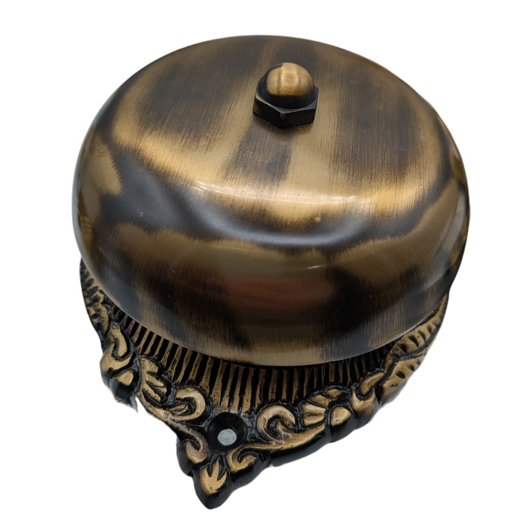 Brass Mechanical Twist Door Bell 5 3/8 Inch (Antique Brass Finish)