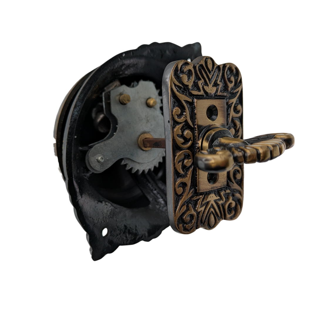 Brass Mechanical Twist Door Bell 5 3/8 Inch (Antique Brass Finish)