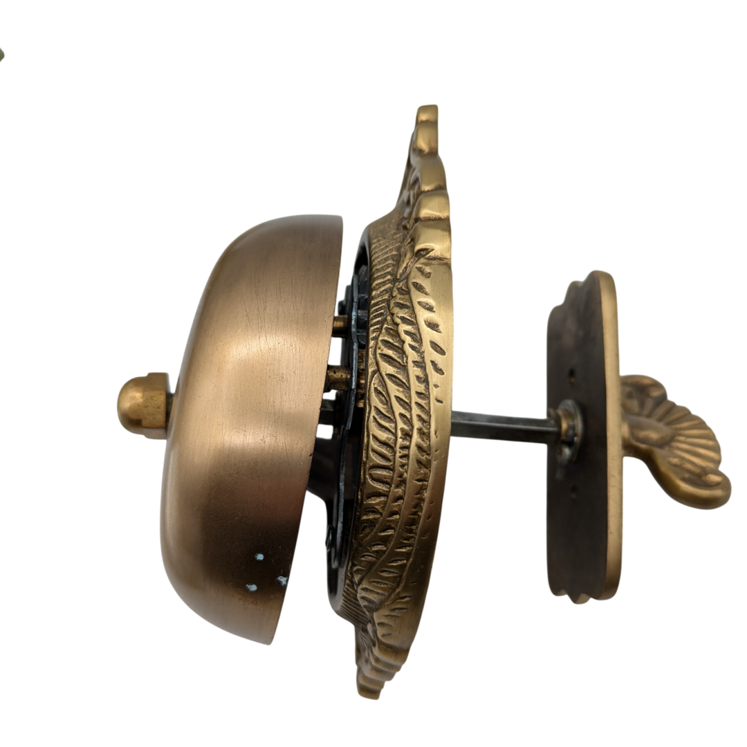 Brass Mechanical Twist Door Bell 5 3/8 Inch (Polished Brass Finish)