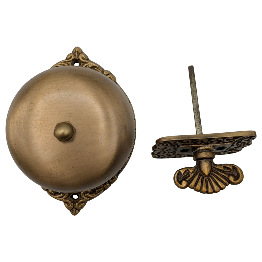 Brass Mechanical Twist Door Bell 5 3/8 Inch (Polished Brass Finish)