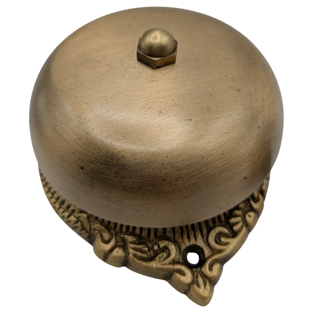 Brass Mechanical Twist Door Bell 5 3/8 Inch (Polished Brass Finish)