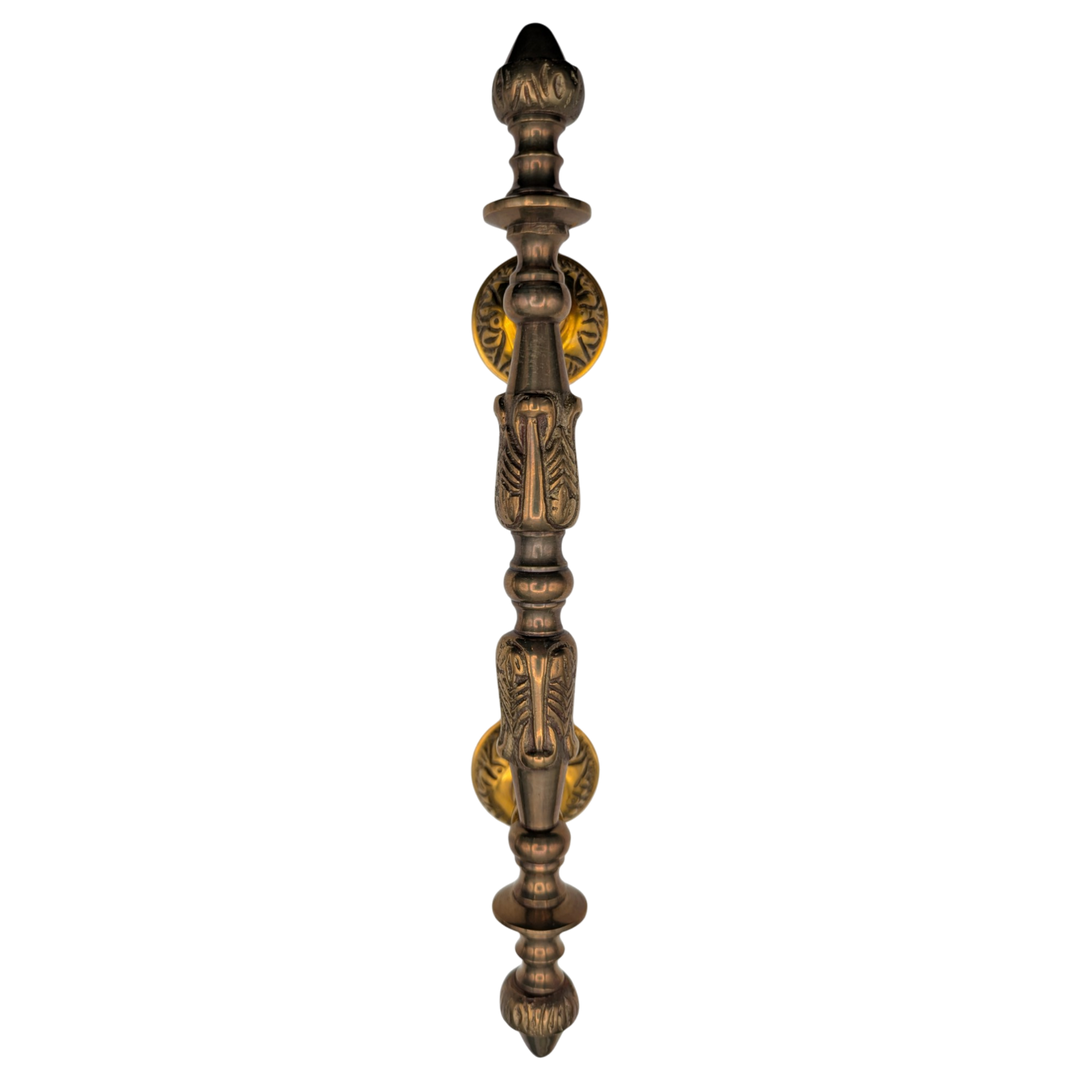 8 Inch (4 1/2 Inch C-C) Solid Brass French Empire Door Pull (Polished Brass Finish)