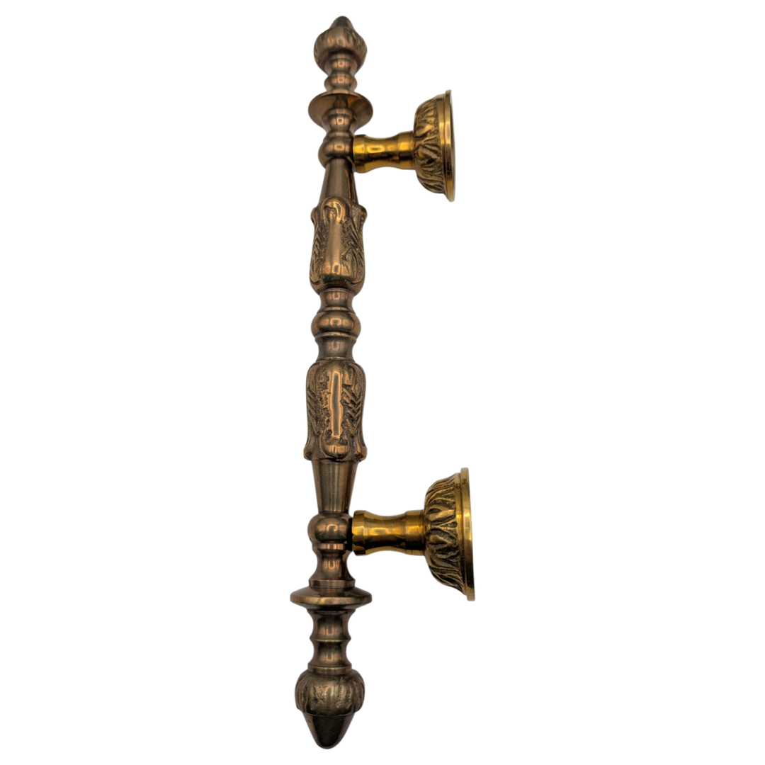 8 Inch (4 1/2 Inch C-C) Solid Brass French Empire Door Pull (Polished Brass Finish)