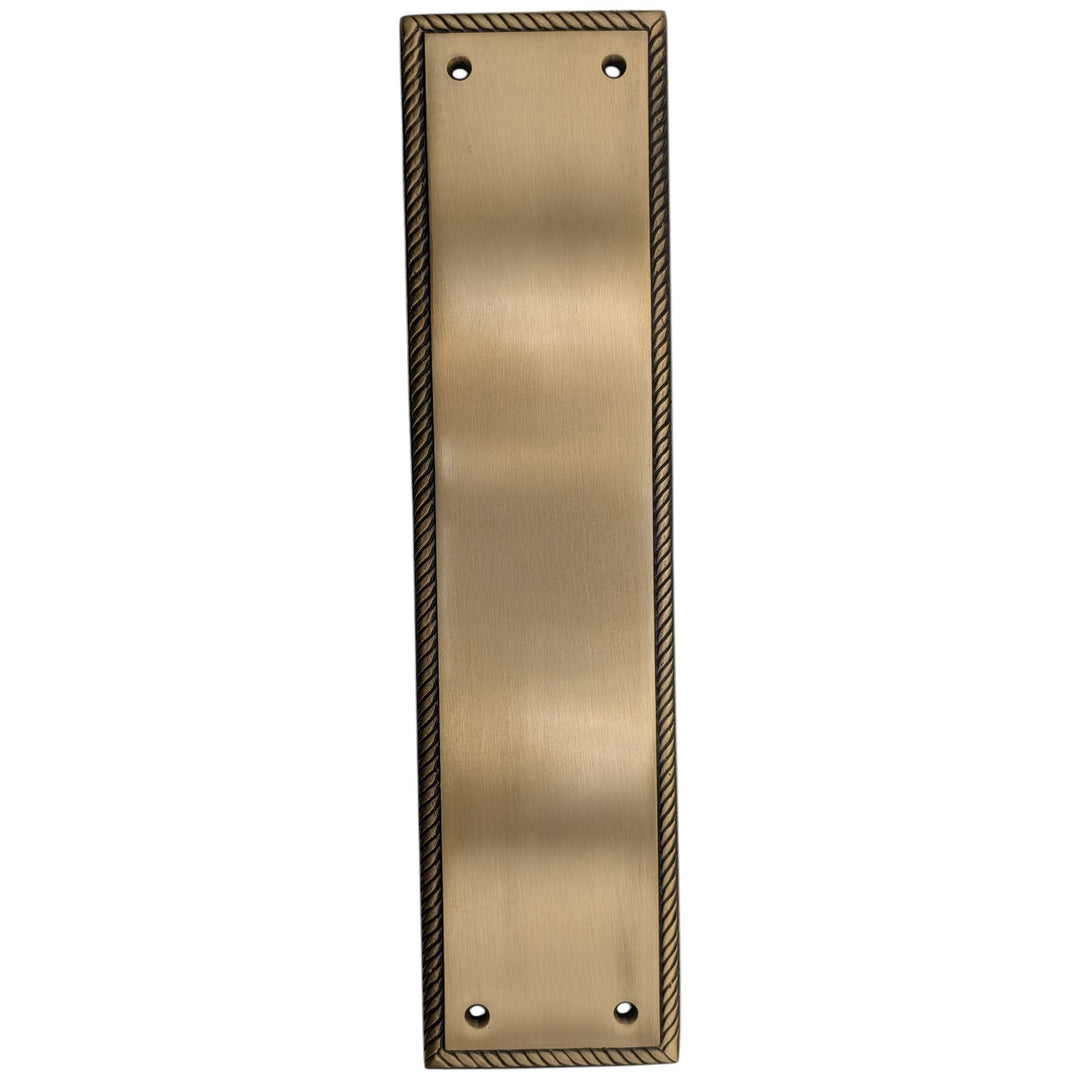 12 Inch Georgian Roped Style Door Push Plate (Antique Brass Finish)