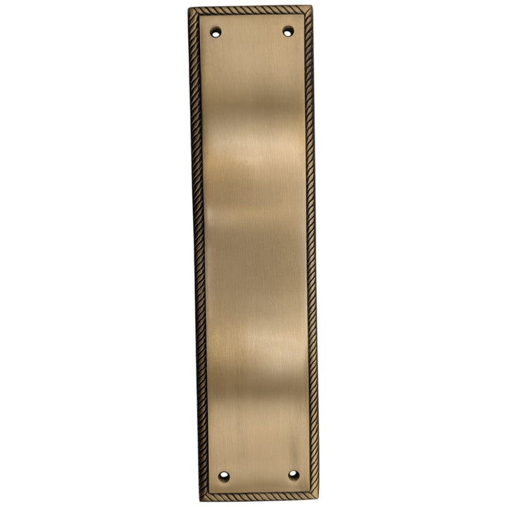12 Inch Georgian Roped Style Door Push Plate (Antique Brass Finish)