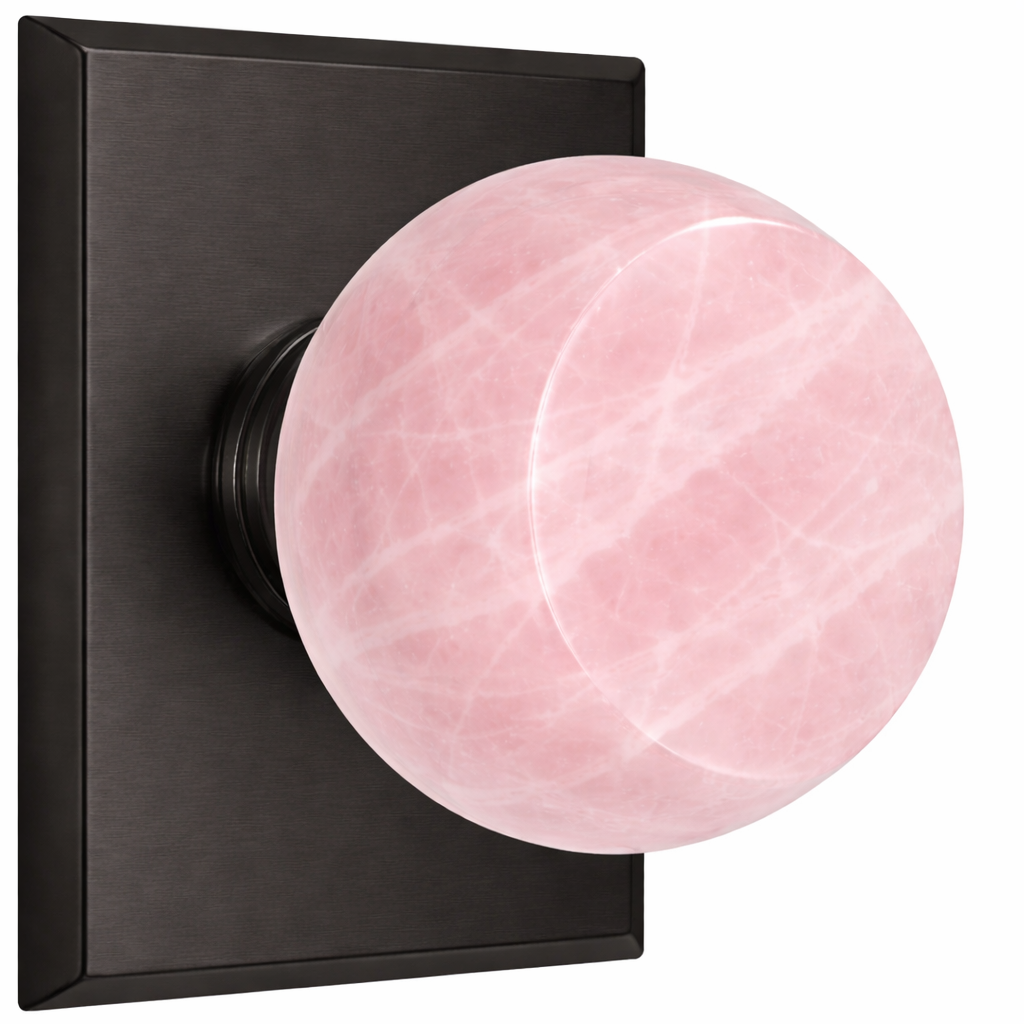 Magnifique® Rectangular Door Set with Rose Quartz Knobs (Several Finishes Available)