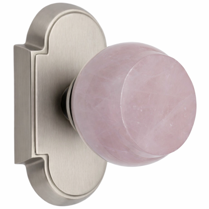 Magnifique® Arched Door Set with Rose Quartz Knobs (Several Finishes Available)