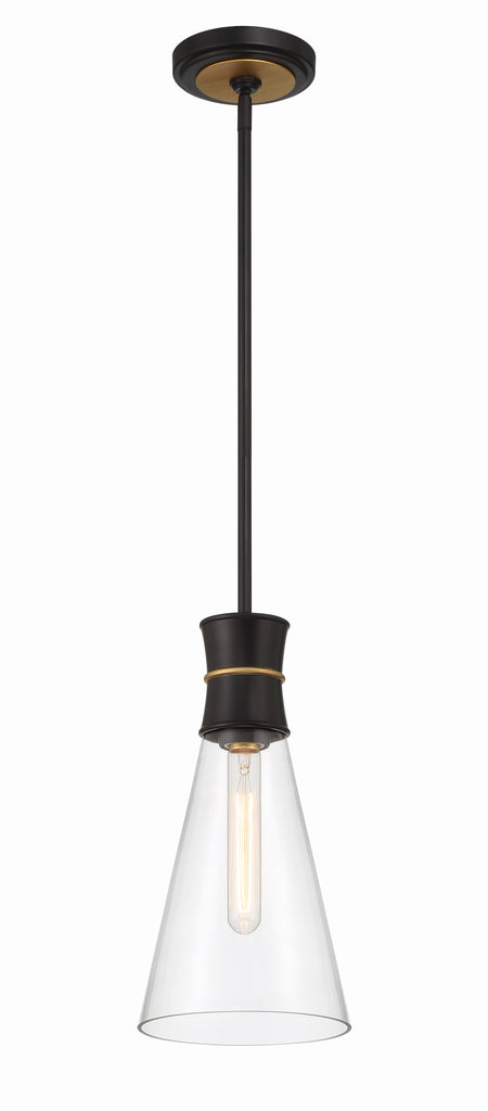 ##Antique Hardware## Quinn 1 Light Matte Black + Textured Gold Mini Pendant