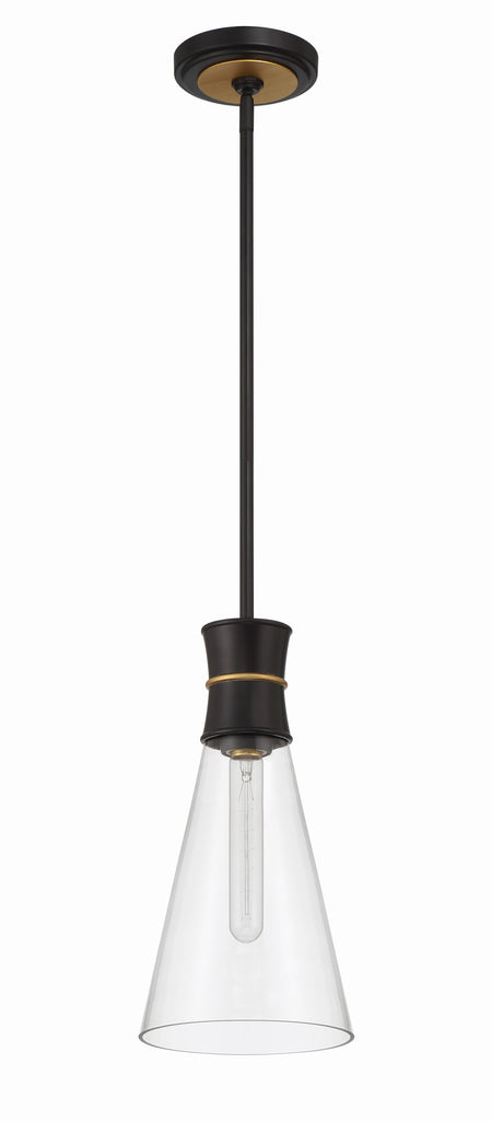 ##Antique Hardware## Quinn 1 Light Matte Black + Textured Gold Mini Pendant