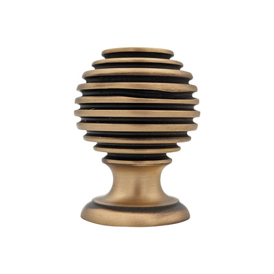 1 3/8 Inch Solid Brass Concentric Art Deco Round Cabinet and Furniture Knob
