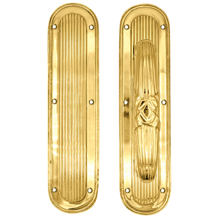 10 1/2 Inch Art Deco Style Door Pull and Push Plate (Several Finishes Available)