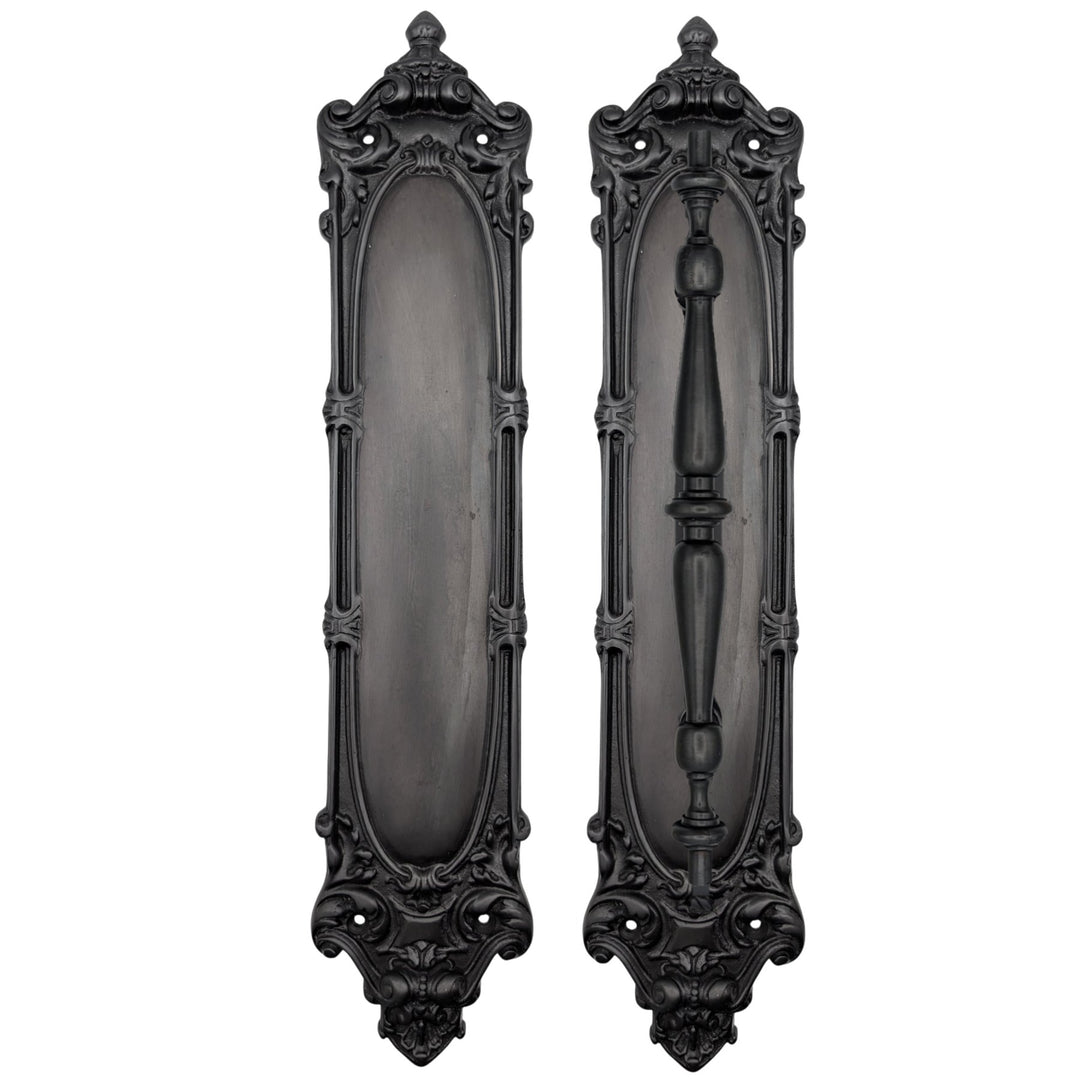 14 1/2 Inch Solid Brass Victorian Push and Pull Plate Set